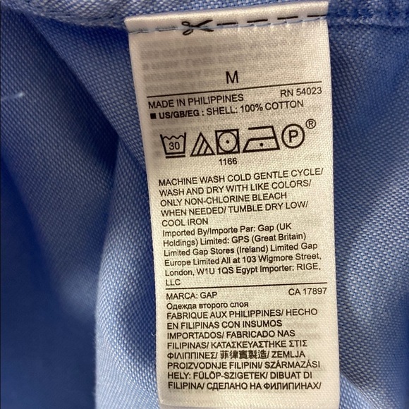 GAP Boyfriend Fit Shirt Blue Cotton Button Down Size Medium - Picture 7 of 9